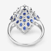 Bids.com 3.48 Carat Genuine Blue Sapphire and White Zircon .925 Sterling Silver Ring Rings