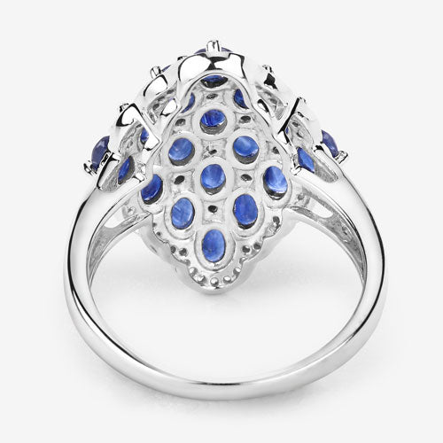Bids.com 3.48 Carat Genuine Blue Sapphire and White Zircon .925 Sterling Silver Ring Rings