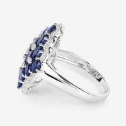 Bids.com 3.48 Carat Genuine Blue Sapphire and White Zircon .925 Sterling Silver Ring Rings
