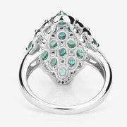 Bids.com 2.68 Carat Genuine Zambian Emerald and White Zircon .925 Sterling Silver Ring Rings