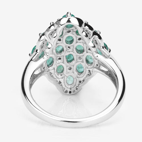 Bids.com 2.68 Carat Genuine Zambian Emerald and White Zircon .925 Sterling Silver Ring Rings