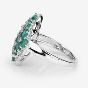 Bids.com 2.68 Carat Genuine Zambian Emerald and White Zircon .925 Sterling Silver Ring Rings