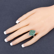 Bids.com 2.68 Carat Genuine Zambian Emerald and White Zircon .925 Sterling Silver Ring Rings