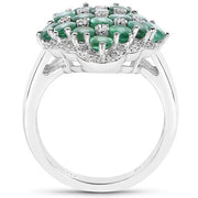 Bids.com 2.68 Carat Genuine Zambian Emerald and White Zircon .925 Sterling Silver Ring Rings