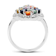 Bids.com 2.63 Carat Genuine Multi Sapphire .925 Sterling Silver Ring Rings