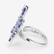 Bids.com 3.60 Carat Genuine Tanzanite and Swiss Blue Topaz .925 Sterling Silver Ring Rings
