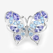 Bids.com 3.60 Carat Genuine Tanzanite and Swiss Blue Topaz .925 Sterling Silver Ring Rings