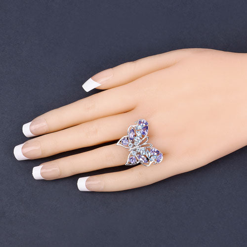 Bids.com 3.60 Carat Genuine Tanzanite and Swiss Blue Topaz .925 Sterling Silver Ring Rings
