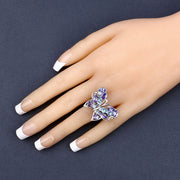 Bids.com 3.60 Carat Genuine Tanzanite and Swiss Blue Topaz .925 Sterling Silver Ring Rings
