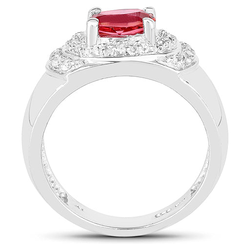 Bids.com 1.37 Carat Genuine Pink Topaz and White Cubic Zirconia .925 Sterling Silver Ring Rings