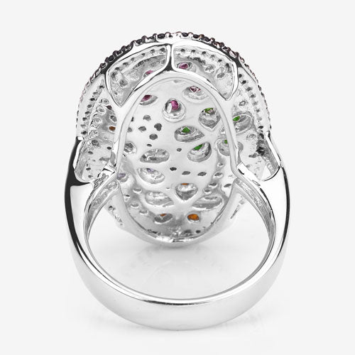 Bids.com 5.01 Carat Genuine Multi Stones .925 Sterling Silver Ring Rings