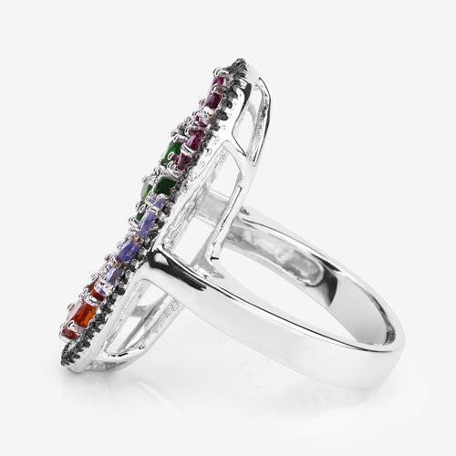 Bids.com 5.01 Carat Genuine Multi Stones .925 Sterling Silver Ring Rings