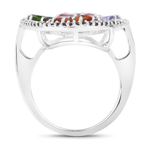 Bids.com 5.01 Carat Genuine Multi Stones .925 Sterling Silver Ring Rings
