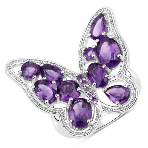 Bids.com 4.32 Carat Genuine Amethyst .925 Sterling Silver Ring Rings