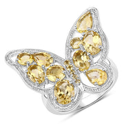 Bids.com 4.43 Carat Genuine Citrine .925 Sterling Silver Ring Rings
