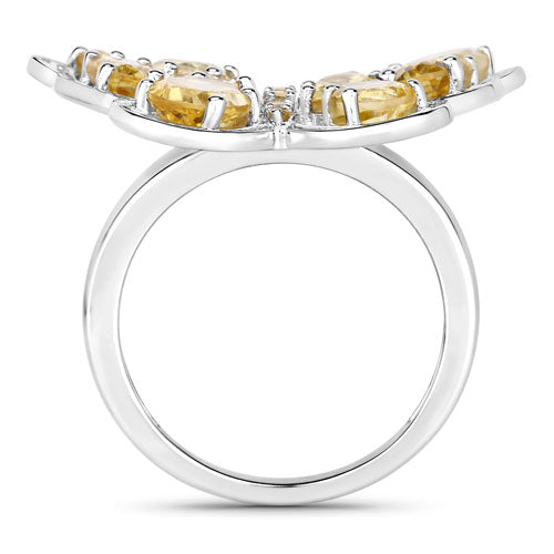 Bids.com 4.43 Carat Genuine Citrine .925 Sterling Silver Ring Rings