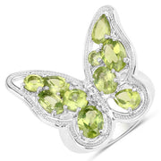 Bids.com 4.61 Carat Genuine Peridot and White Topaz .925 Sterling Silver Ring Rings