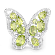 Bids.com 4.61 Carat Genuine Peridot and White Topaz .925 Sterling Silver Ring Rings