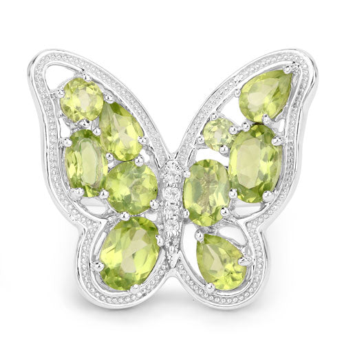 Bids.com 4.61 Carat Genuine Peridot and White Topaz .925 Sterling Silver Ring Rings