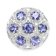 Bids.com 2.00 Carat Genuine Tanzanite and White Zircon .925 Sterling Silver Ring Rings