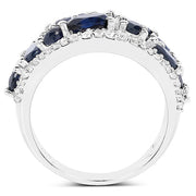 Bids.com 3.61 Carat Genuine Blue Sapphire and White Zircon .925 Sterling Silver Ring Rings