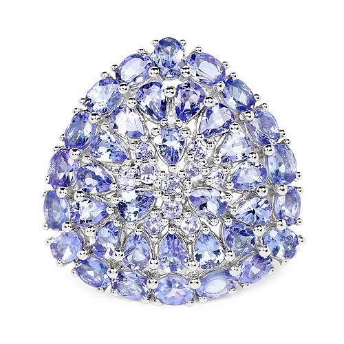 Bids.com 5.93 Carat Genuine Tanzanite .925 Sterling Silver Ring Rings