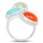 Bids.com 9.50 Carat Genuine Multi Stone .925 Sterling Silver Ring Rings