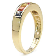 Bids.com 14K Yellow Gold Plated 1.26 Carat Genuine Multi Sapphire .925 Sterling Silver Ring Rings