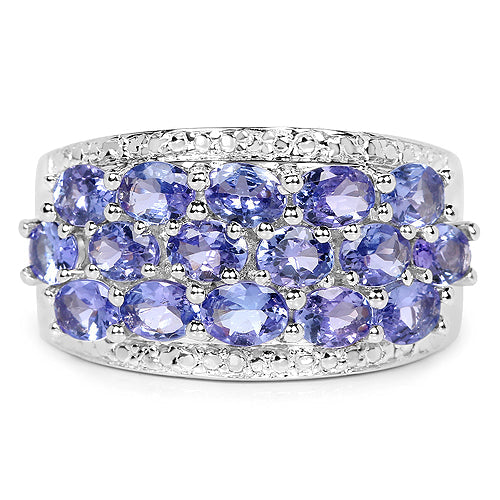 Bids.com 2.72 Carat Genuine Tanzanite .925 Sterling Silver Ring Rings