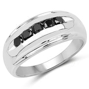 Bids.com 0.50 Carat Genuine Black Diamond .925 Sterling Silver Ring Rings