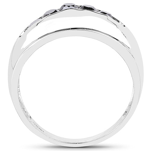 Bids.com 0.50 Carat Genuine Black Diamond .925 Sterling Silver Ring Rings