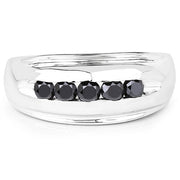 Bids.com 0.50 Carat Genuine Black Diamond .925 Sterling Silver Ring Rings
