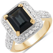 Bids.com 5.03 Carat Genuine London Blue Topaz and White Topaz .925 Sterling Silver Ring Rings