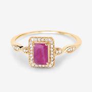 Bids.com 0.75 Carat Genuine Ruby and White Diamond 14K Yellow Gold Ring Rings