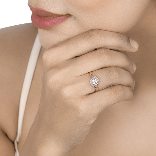 Bids.com 0.78 Carat Genuine Morganite and White Diamond 14K Rose Gold Ring Rings
