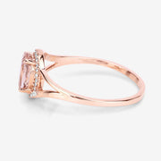 Bids.com 0.78 Carat Genuine Morganite and White Diamond 14K Rose Gold Ring Rings
