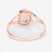 Bids.com 0.78 Carat Genuine Morganite and White Diamond 14K Rose Gold Ring Rings