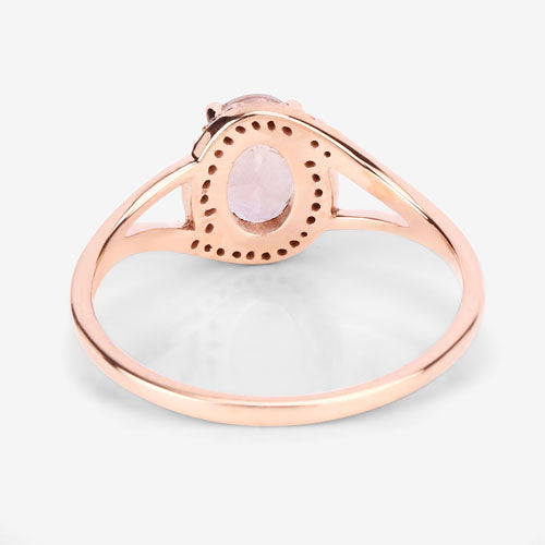 Bids.com 0.78 Carat Genuine Morganite and White Diamond 14K Rose Gold Ring Rings
