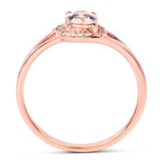 Bids.com 0.78 Carat Genuine Morganite and White Diamond 14K Rose Gold Ring Rings