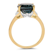 Bids.com 14K Yellow Gold Plated 6.09 Carat Genuine London Blue Topaz & White Diamond .925 Sterling Silver Ring Rings
