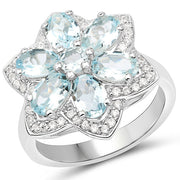 Bids.com 2.88 Carat Genuine Aquamarine .925 Sterling Silver Ring Rings