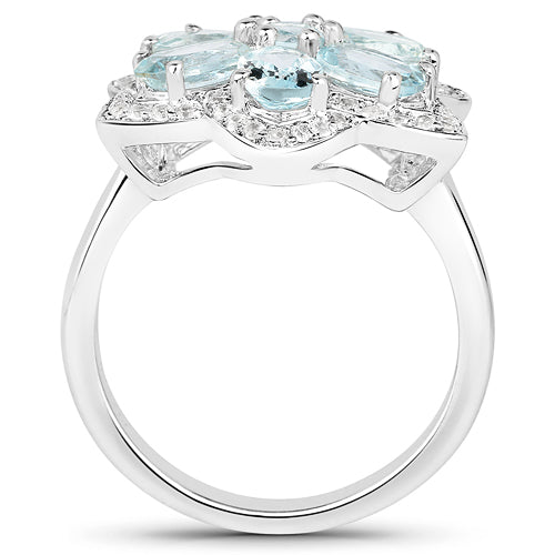 Bids.com 2.88 Carat Genuine Aquamarine .925 Sterling Silver Ring Rings