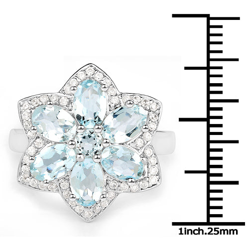 Bids.com 2.88 Carat Genuine Aquamarine .925 Sterling Silver Ring Rings