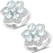 Bids.com 2.88 Carat Genuine Aquamarine .925 Sterling Silver Ring Rings