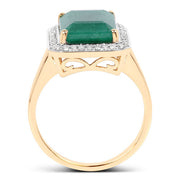 Bids.com 5.71 Carat Dyed Emerald and White Diamond 14K Yellow Gold Ring Rings