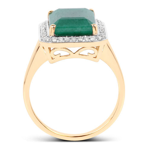 Bids.com 5.71 Carat Dyed Emerald and White Diamond 14K Yellow Gold Ring Rings