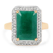 Bids.com 5.71 Carat Dyed Emerald and White Diamond 14K Yellow Gold Ring Rings