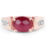 Bids.com 14K Rose Gold Plated 4.71 Carat Genuine Glass Filled Ruby and White Topaz .925 Sterling Silver Ring Rings