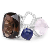 Bids.com 7.51 Carat Genuine Multi Stone .925 Sterling Silver Ring Rings
