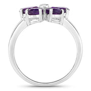 Bids.com 1.35 Carat Genuine Amethyst and Created White Sapphire .925 Sterling Silver Ring Rings